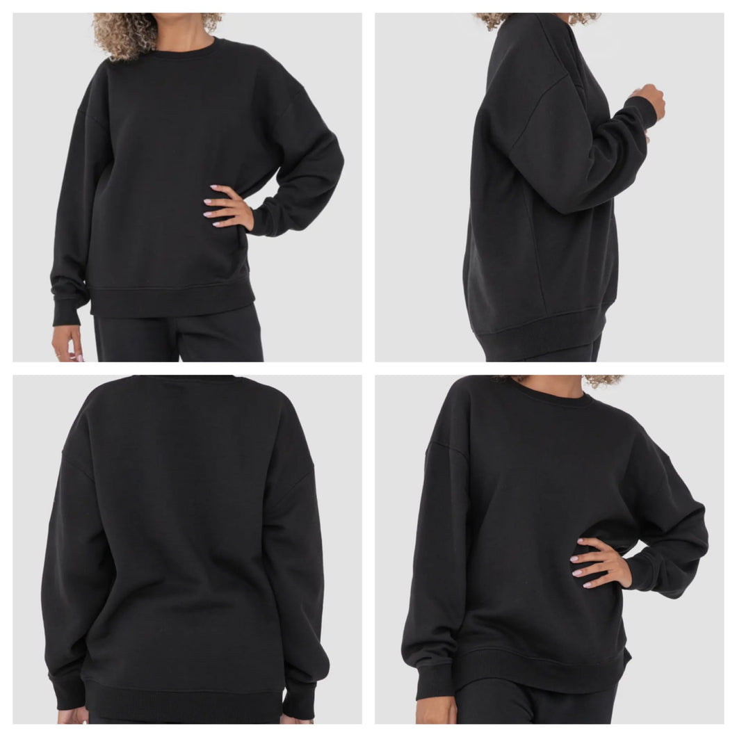 Black oversized fleece sweatshirt