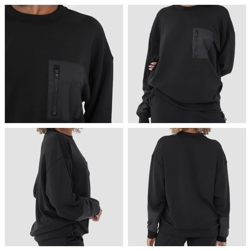 Black modal-blend crewneck pullover